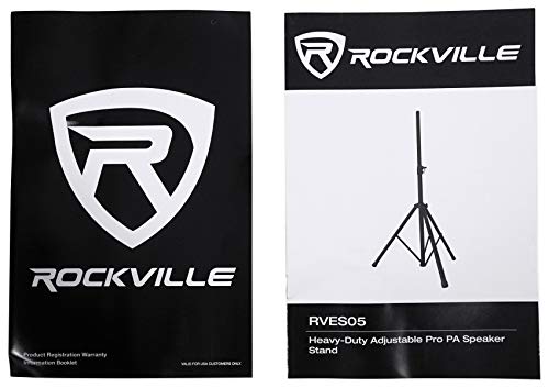 Rockville RAM12BT 12" Rechargeable DJ PA Speaker Bundle with RVES05 Stand | 8-Hour Rechargeable Battery, TWS, XLR/1/4" Inputs, USB/SD, 600W Peak/150W RMS, 5 Band EQ, FM Radio, 2 VHF Mics, 2-Items