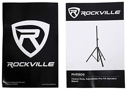 Rockville RAM12BT 12" Rechargeable DJ PA Speaker Bundle with RVES05 Stand | 8-Hour Rechargeable Battery, TWS, XLR/1/4" Inputs, USB/SD, 600W Peak/150W RMS, 5 Band EQ, FM Radio, 2 VHF Mics, 2-Items