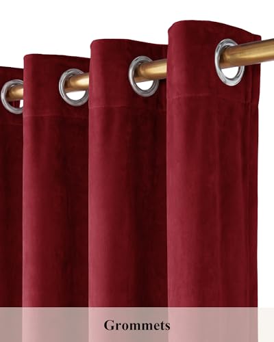 StangH Red Velvet Curtains Short Chrismas Bedroom Drapes, W52 x L72, 2 Pcs | 300GSM Soft Velvet Thick Texture, Window Treatment, Privacy, Theater, Noise Reduction, Kitchen, Living room, Panel Blinds - color: Red Series - Red, size: 52"W x 72"L (Pack of 2)