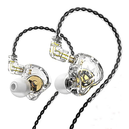 TRN MT1 in-Ear Earphone Headphones, HiFi in-Ear Earphone Earbud with New 10mm Composite Magnetic Dynamic Driver Monitor Earbuds with Detachable C Pin 0.75MM Cable(no mic,Transparent) - color: White, style: 3.5 No Mic