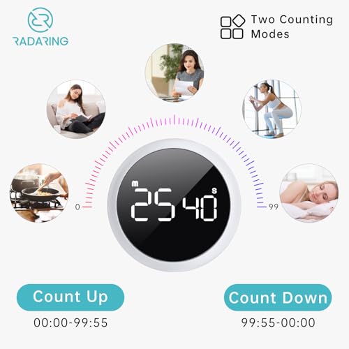 White Quick Que Kitchen Timers, Visual timers Large LED Display Magnetic Countdown Countup Timer for Classroom Cooking Fitness Baking Studying Teaching, Easy for Kids and Seniors (White) - color: White