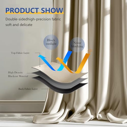 Room Divider Blackout Curtain Track Curtains Wall Dividers Panels Screen for Living Rooms Bedroom Office Privacy Partition Separation, W120 × L108 Inch,1 Panel, Beige - color: Beige, size: 120"W x 108"L (Pack of 1)