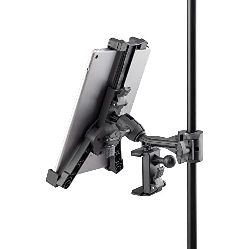 OnStage TCM1500 Tablet/Smartphone Holder (Setup for Tablets, Computers, E-Readers, Smartphones, and Phablets, Clamp Mount, Nonslip Padding, Adjustable Angle and Rotation, External Battery Holder) - style: Tablet/Smart Phone Holder