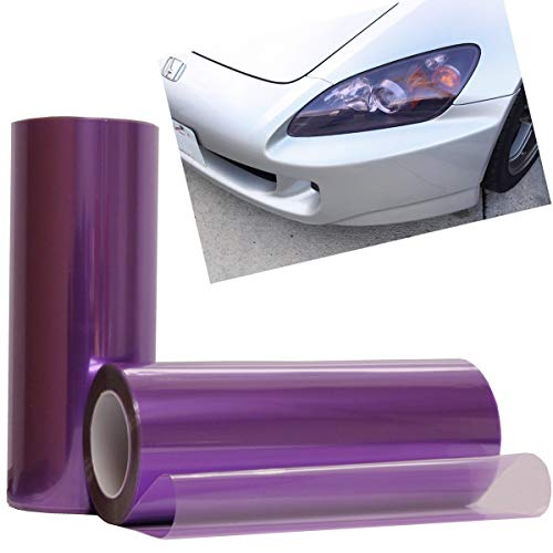 KOMAS 12” X 48” Tint Vinyl Film Sticker Sheet Roll for Car Headlight, Tail Lights, Fog Lights with Squeegee + Cutter (Glossy Purple) - color: Glossy Purple