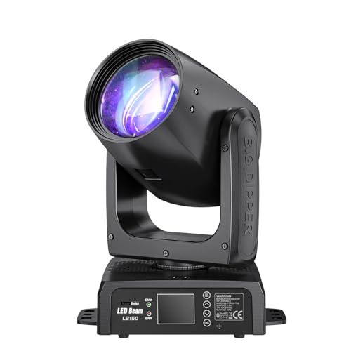 Big Dipper LB150 150W Moving Head Beam Light - DMX512 Controlled Stage Lighting with 12 Colors & 12 Gobos, Sound-Active, Auto Programs for DJ Show Concert Beam Angle 2.8°