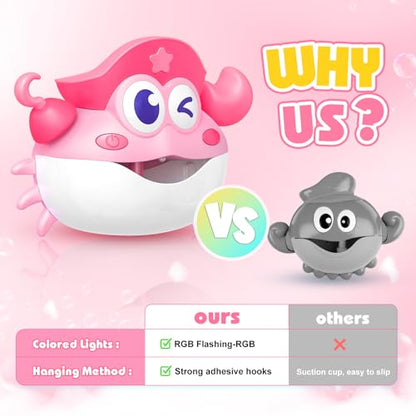 Bath Toys,Light Up Baby Bath Toys Bath Bubble Machine with Colourful RGB Light Great Birthday for Toddler Boys and Girls Tub Toy for Kids Ages 1-3 4-8 - color: Pink