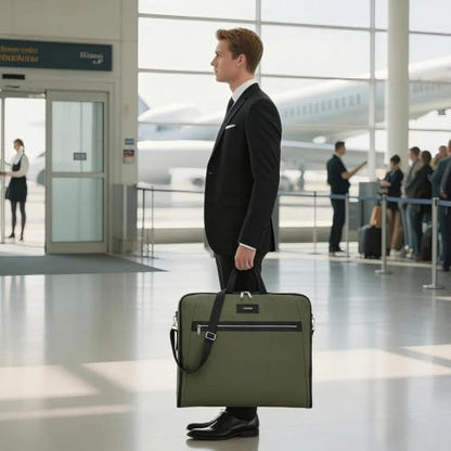 BESMART Garment Bags for Travel, 51" Large Suit Bag for Business Trips | Waterproof,Hangs 3 Suits,Foldable,Wrinkle Free Spacious Luggage Suit Cover,Adjustable Strap,Carry On Flight Approved,Green - color: Green