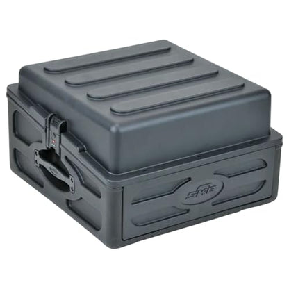 SKB Roto Rack/Mixer Console, 10U Slanted Rackmount on top, 2U Rackmount in Front with Steel Threaded Rails, Hard Lid and Doors and Side Access Ports - size: 1SKB-R102