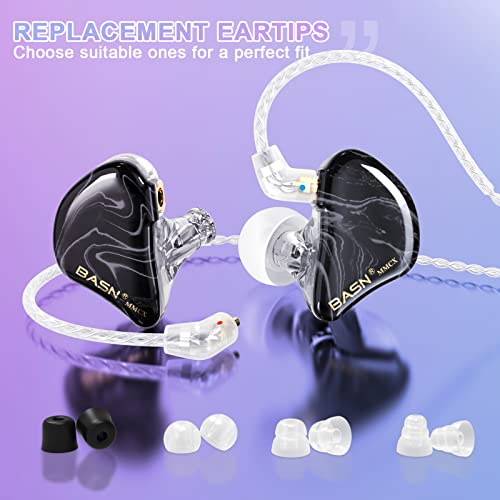 BASN Triple Driver in Ear Monitor Headphones for Musicians (Cosmic Black) - color: Black
