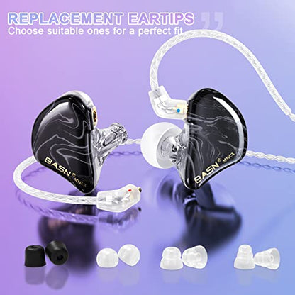 BASN Triple Driver in Ear Monitor Headphones for Musicians (Cosmic Black) - color: Black