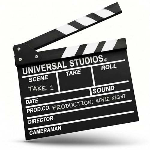 Movie Film Clap Board, Hollywood Film Clapper Board, Wooden | Film Directors Clapboard Photography Props for Movie Theme Party Decorations, Night Party Accessory with Black & White, 12x11