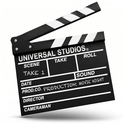 Movie Film Clap Board, Hollywood Film Clapper Board, Wooden | Film Directors Clapboard Photography Props for Movie Theme Party Decorations, Night Party Accessory with Black & White, 12x11