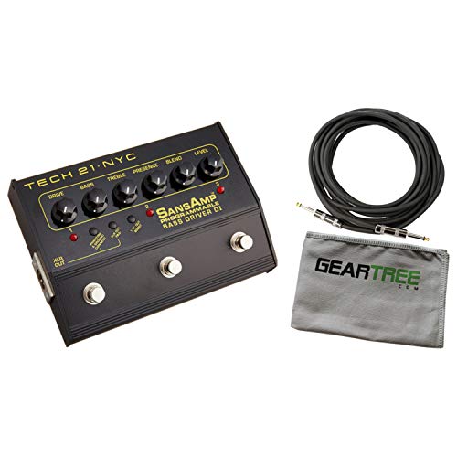 Tech 21 SansAmp Programmable Bass Driver DI Pedal Bundle w/Cable and Cloth