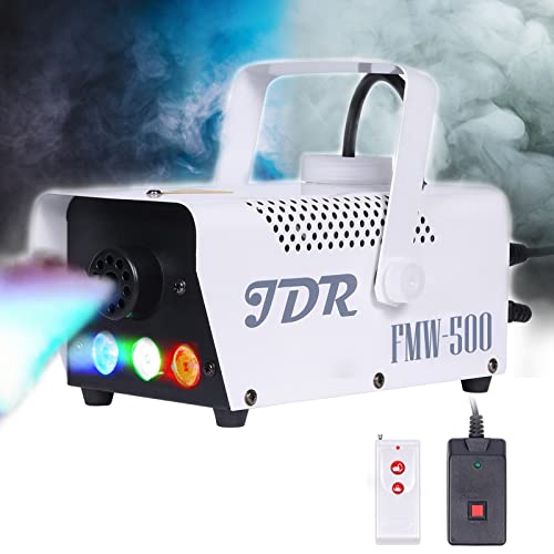 Fog Machine JDR Smoke Machine Controllable LED Light 500W and 2000CFM Fog Disinfection with Wireless and Wired Remote Control for Weddings, Halloween,Parties or Disinfection,with Fuse Protection - color: white, size: 3 LED Lights