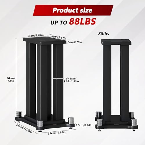 Universal Wooden Speaker Stands Pair, Heavy Duty Floor Standing Speaker Mount, Bookshelf & Studio Monitor Stands for Home Theater Surround Audio System (7.8in) - size: 7.8 in