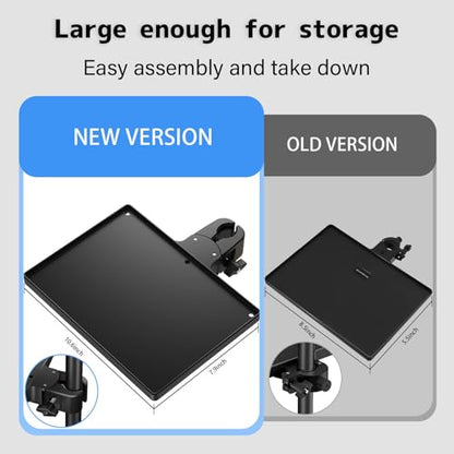 Mic Stand Tray 10.6" x 7.8" Large with Crab Clamp for Mixers & Gear | Sturdy ABS, Firm Grip, Easy ON/OFF, 5.5 lbs Capacity, Clamps on Microphone, Music, Drum Stands & Tripod, for Studio, Podcast - style: Tray