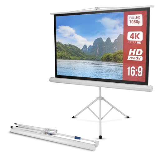 Pyle 50-Inch Outdoor Projector Screen with Tripod Stand, Lightweight Roll-Up Display, Portable Projector with Matte White Fabric for Home Theater, Classroom, and Office Presentations, 4:3 Aspect Ratio - size: 50 inch