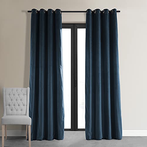 HPD Half Price Drapes Signature Grommet Blackout Velvet Curtains 108 Inches Long Heat & Full Light Blocking Blackout Curtains for Bedroom & Living Room (1 Panel), 50W x 108L, Midnight Blue - color: Midnight Blue, size: 50"W x 108"L (Pack of 1)