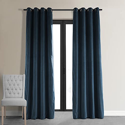 HPD Half Price Drapes Signature Grommet Blackout Velvet Curtains 108 Inches Long Heat & Full Light Blocking Blackout Curtains for Bedroom & Living Room (1 Panel), 50W x 108L, Midnight Blue - color: Midnight Blue, size: 50"W x 108"L (Pack of 1)