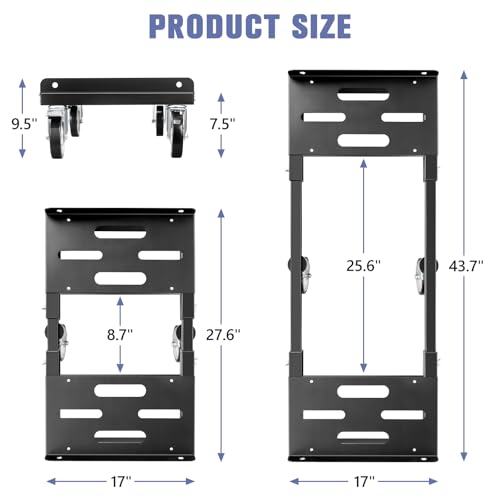 KEDSUM Moving Dolly with 5" All Terrain Wheels, 2000LBS Heavy Duty Dolly Cart with 100% Thicken Steel Frame, Expandable Furniture Dolly Up to 43.7" Wide, Used for Heavy Appliance, Building Materials - size: 5" wheel