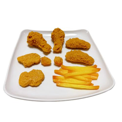 17pcs Artificial Fake Fried Food Model Set, Included Fake Fried Chicken Leg &Wing&Nuggets&Popcorn and Fake Fries,Simulation Fried Food Photography Display Props - color: 17pcs Fake Fried Food Model Set