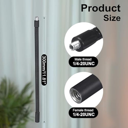 12-Inch Flexible Gooseneck Tubing, 1/4"-20 Female to Male Thread Universal Arm Gooseneck Extension Holder for Microphone, Tripod Phone, Camera, LED Video Lights - color: 1 Pack, size: 12 Inch