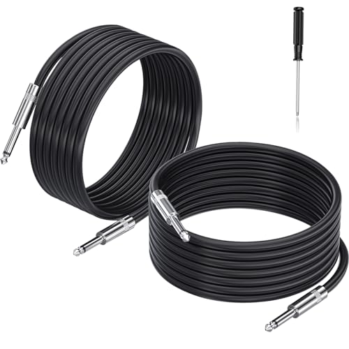 2 Pack 33 feet (10M) 1/4" to 1/4" Speaker Cables, 12 AWG Professional 6.35mm to 6.35mm Stereo Audio Cable Heavy Duty Cord Wire Guitar Speaker Cable - size: 33 ft, style: 1/4" to 1/4" end