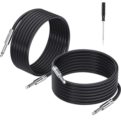 2 Pack 33 feet (10M) 1/4" to 1/4" Speaker Cables, 12 AWG Professional 6.35mm to 6.35mm Stereo Audio Cable Heavy Duty Cord Wire Guitar Speaker Cable - size: 33 ft, style: 1/4" to 1/4" end