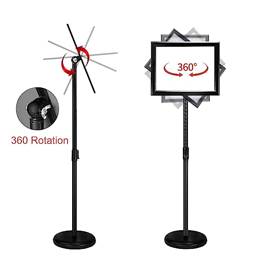 IN WHICH BAY-Adjustable Heavy Duty Poster Sign Holder Stand Floor Sign Stand Aluminum Snap Open Frame for 8.5 x 11 inches both Vertical and Horizontal view Displayed Used for Living and Business(Black)