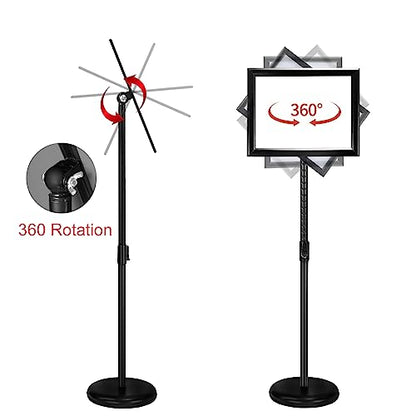IN WHICH BAY-Adjustable Heavy Duty Poster Sign Holder Stand Floor Sign Stand Aluminum Snap Open Frame for 8.5 x 11 inches both Vertical and Horizontal view Displayed Used for Living and Business(Black)