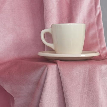 Roslynwood Velvet Blush Pink Curtain 84 inches Long - Curtains Thermal Insulated Rod Pocket Window Luxury Panels Drapes for Bedroom/Living Room,W52 X L84 Inch, 2 Panels - color: Blush, size: 52"W x 84"L (Pack of 2)