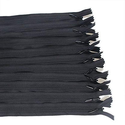 Leekayer 22" Invisible Zippers Black 20 PCS Bulk Nylon Coil Hidden Zipper | Zippers for Sewing Pillow Cushion Dress Crafts Purse Bag Coat DIY 55cm Closed Ended Handmade Replacement Zipper - color: Black, size: 22inch-20PCS