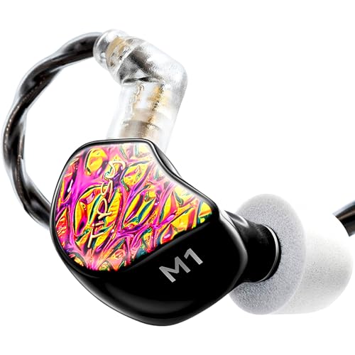 Tipsy M1 IEM, Bamboo Fiber Diaphragm in-Ear Monitor, Warm, Lively Bass & Vocals, 36dB Noise Isolation, Resin Shell, Detachable 0.78mm 2‑Pin Cable (No Mic, Red) - color: Red