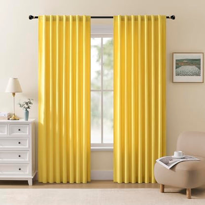 Miss SELETEX 2 Panels Blackout Velvet Curtains Solid Soft Yellow Curtains Back Tab Thermal Insulated Soundproof Room Darkening Drapes/Panels for Living Room Bedroom 52 x 84 Inch Length. - color: Yellow, size: 52"W x 84"L (Pack of 2)