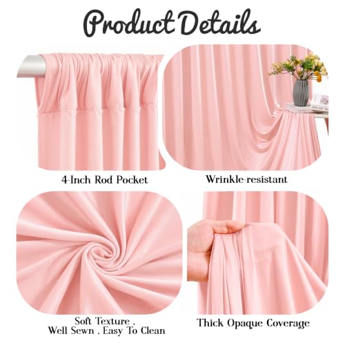 10ft x 12ft Blush Pink Backdrop Curtains for Wedding Parties - color: Blush Pink, size: W5' x H12'(2 panels)