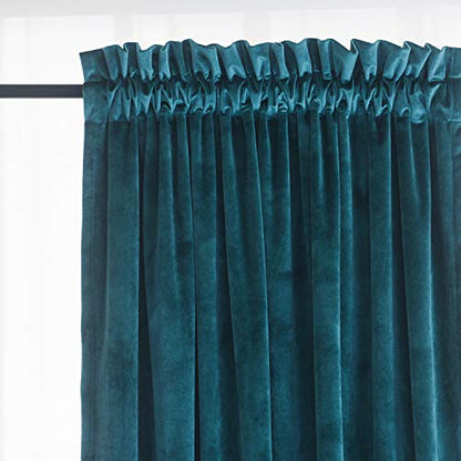 Roslynwood Velvet Peacock Blue Curtain 72 inches Long - Curtains Block Light Rod Pocket Thermal Insulated Window Drapes Set for Living Room/Bedroom/Dining Room,W52 x L72, 2 Panels - color: Peacock Blue, size: 52"W x 72"L (Pack of 2)