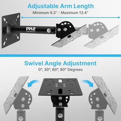 Pyle Universal Speaker Mounting Bracket - Ceiling & Wall Speaker Mount with Adjustable Swivel Tilt, 13.4" Retractable Telescopic Arm, 75 lbs Max Load - Ideal for Home Surround Sound Systems (Pair) - style: Steel Pin (Tilt & Swivel)