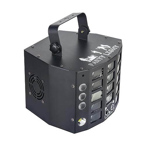 Party Lights Dj Disco Light 4in1 Led Strobe Lights Wash Light Led Butterfly Beam Effect and Red Green Beam Gobos Effect,15 Channel DMX with Sound Activated for Christmas Halloween Party - color: 5 Effect