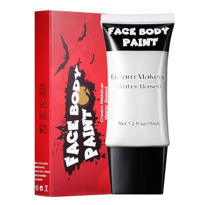 White Face Paint, Professional Face Painting Kit, Cream FX Water Based Body Paint, Full Coverage Foundation Makeup, SFX Makeup For Halloween Clown Joker Skeleton Corpse Zombie Vampire Cosplay