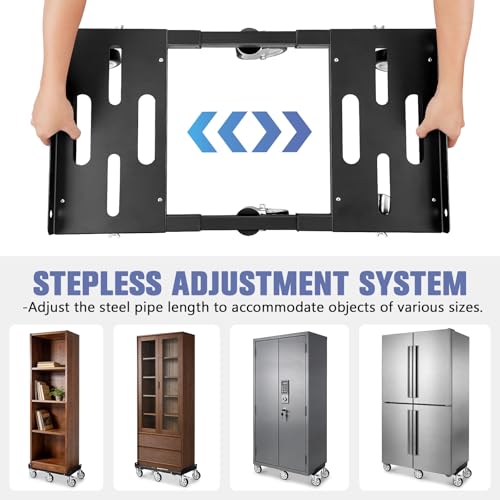 KEDSUM Moving Dolly with 5" All Terrain Wheels, 2000LBS Heavy Duty Dolly Cart with 100% Thicken Steel Frame, Expandable Furniture Dolly Up to 43.7" Wide, Used for Heavy Appliance, Building Materials - size: 5" wheel