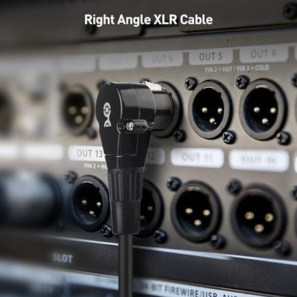 Cable Matters 2-Pack Right Angle XLR Microphone Cable, 6ft | Oxygen-Free Copper (OFC), Right Angle Mic Cord, Black - size: 6ft