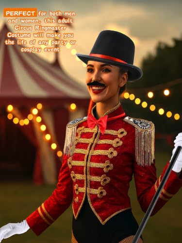 14 Pcs Adult Couple Ringmaster Costume Accessories | Ring Master Dress up Accessories, Top Hat, Tamer Headbands, For Women Men Couple, Halloween Cosplay Performance