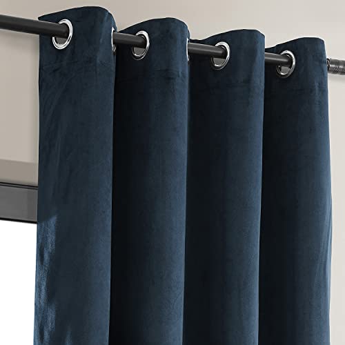 HPD Half Price Drapes Signature Grommet Blackout Velvet Curtains 108 Inches Long Heat & Full Light Blocking Blackout Curtains for Bedroom & Living Room (1 Panel), 50W x 108L, Midnight Blue - color: Midnight Blue, size: 50"W x 108"L (Pack of 1)