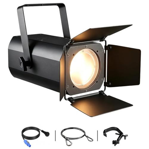 Leko Profile Spotlight COB Led with Automatic Zoom 15°–30° 100w DMX512 Ellipsoidal Floodlight, RGBW 4in1 Led Wash Light with Barn Doors Fresnel Par Lights for Churches Galleries Theater Wedding Party