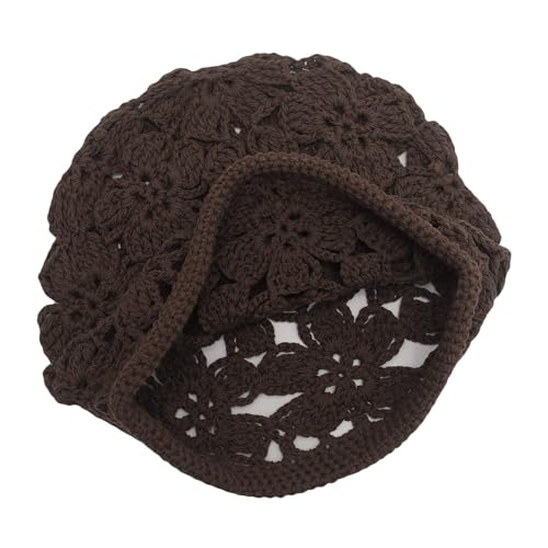 ZLYC Women Cotton Crochet Slouchy Beanie Hat Handmade Knit Summer Skull Cap | Lightweight breathable,boho casual chic look,travel photos festival party,café commute daily wear,beach concert gathering - color: Crochet Brown