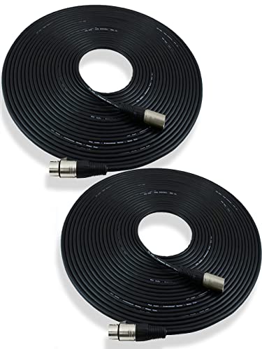 GLS Audio Mic Cable Patch Cord - 50 ft, 2 Pack Male to Female XLR Cable - color: Black, size: 50 feet
