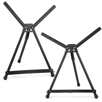 Falling in Art 2 Pack 15" to 21" Tabletop Easel for Painting &Display | Black Aluminum Tripod with Rubber Feet, Holds Canvas, Paintings, Books, Photos, Signs - style: 2 PACK