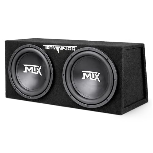 MTX Terminator Dual 12" Subwoofers, Loaded Enclosure, 1200W Max, 400W RMS | Car Audio Subwoofer and Speaker System with Deep Bass Sound - style: Dual 12" Subwoofer Enclosure Subwoofer