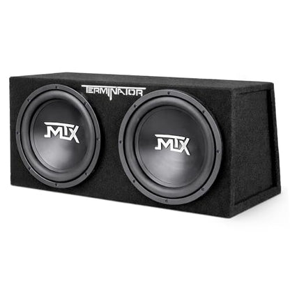 MTX Terminator Dual 12" Subwoofers, Loaded Enclosure, 1200W Max, 400W RMS | Car Audio Subwoofer and Speaker System with Deep Bass Sound - style: Dual 12" Subwoofer Enclosure Subwoofer