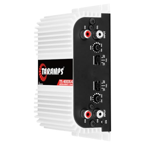Taramps TS 400x4 400 watts RMS 4 Channels Full Range Car Audio Amplifier, 2 Bridged Channels, RCA Input Class D, Output Power, Multichannel Amplifier System, Small - TS400X4 | Bridgeable outputs, built-in HPF/LPF crossovers and RCA inputs provide flexible